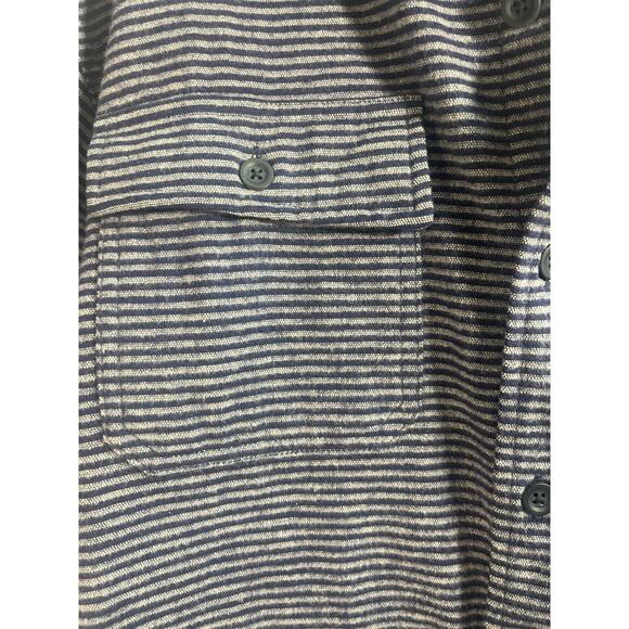 LL Bean Shirt Men XL Blue Striped Button Down Thick Outdoor Plaid Work Hike - Picture 3 of 6